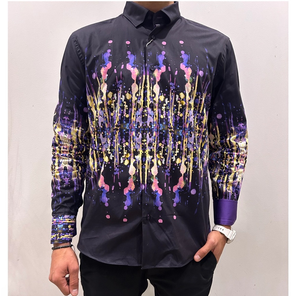 Vercini Cosmic Cascade Button-Down CASUAL Shirt  size M